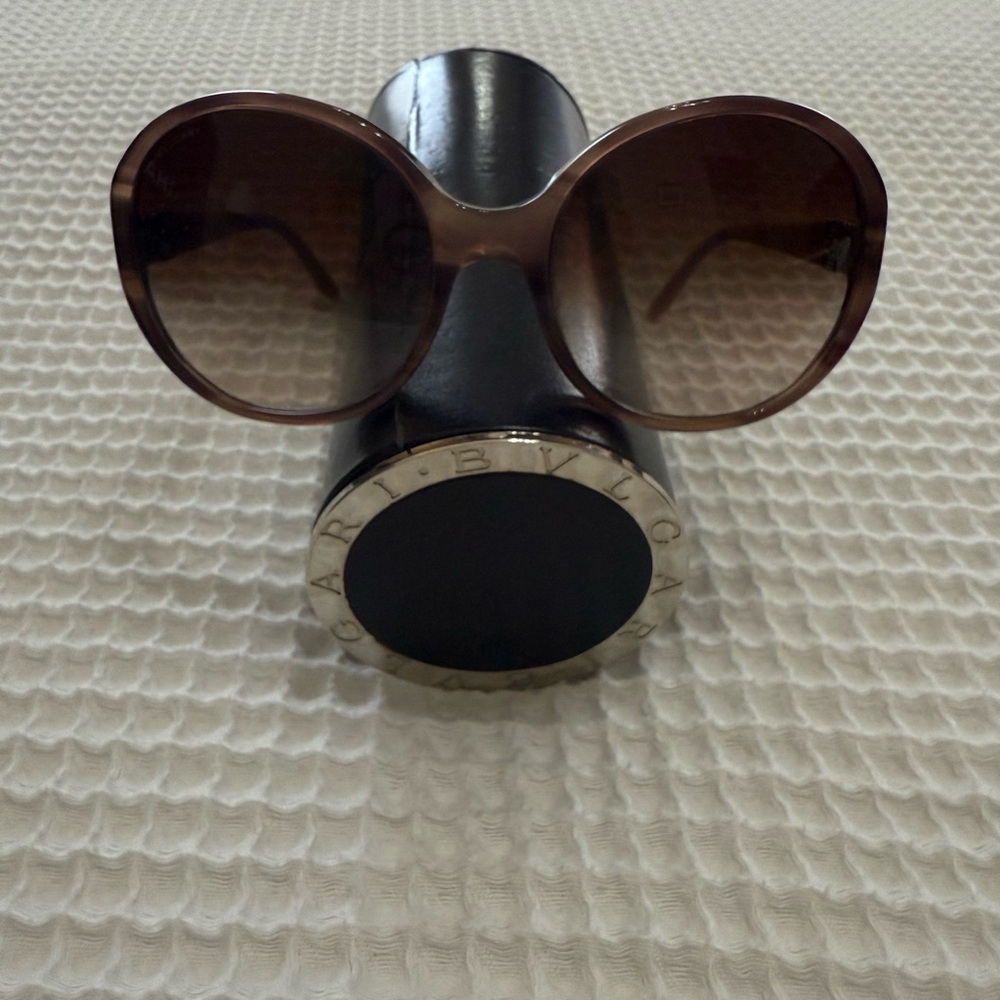 Bulgari Brown Round Sunglasses with Gradient Lenses